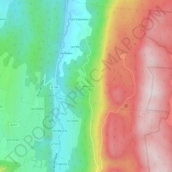 Les Mondains topographic map, elevation, terrain