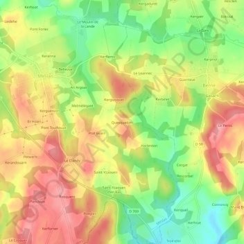 Quesquedan topographic map, elevation, terrain