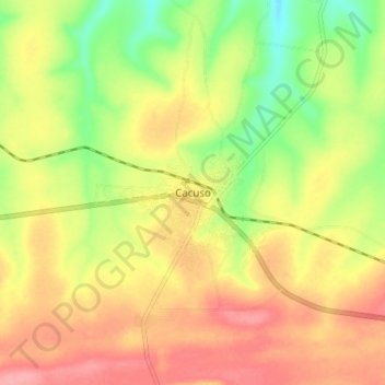 Cacuso topographic map, elevation, terrain