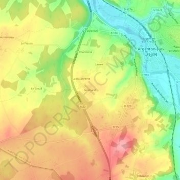 FontFurat topographic map, elevation, terrain