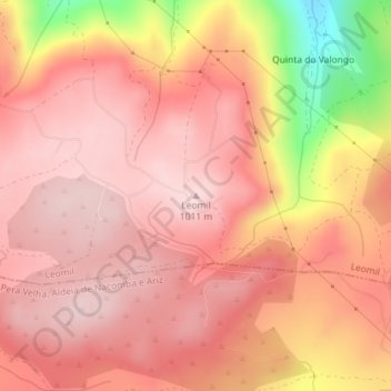 Leomil topographic map, elevation, terrain