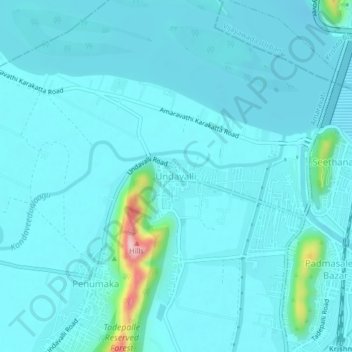 Undavalli topographic map, elevation, terrain