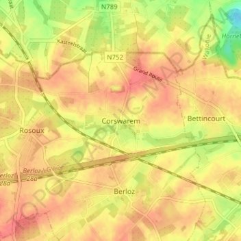 Korsworm topographic map, elevation, terrain