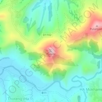 Pulane topographic map, elevation, terrain