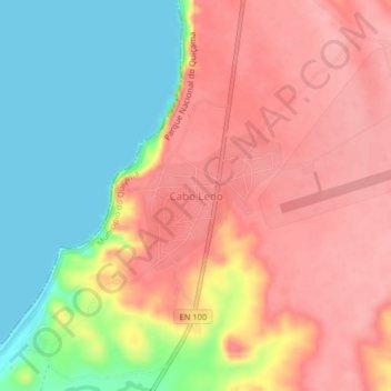 Cabo Ledo topographic map, elevation, terrain