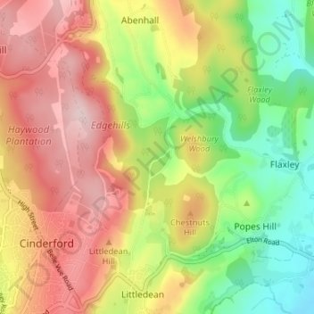 Green Bottom topographic map, elevation, terrain