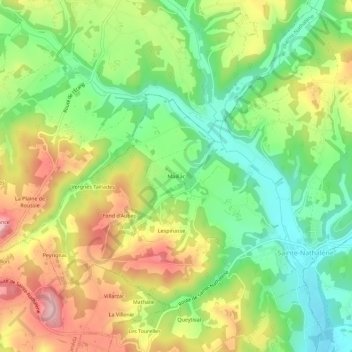 Maillac topographic map, elevation, terrain