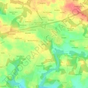 Manéran topographic map, elevation, terrain