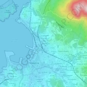 A Escardia topographic map, elevation, terrain