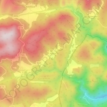 Rieussec topographic map, elevation, terrain