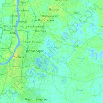 New Town topographic map, elevation, terrain
