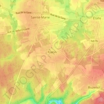 Fratin topographic map, elevation, terrain