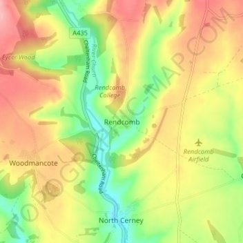 Rendcomb topographic map, elevation, terrain