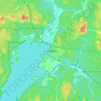 Longlac topographic map, elevation, terrain