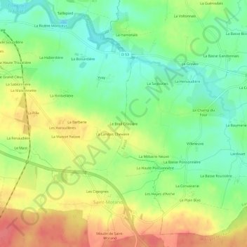 Le Breil Chevière topographic map, elevation, terrain