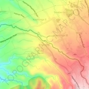 Kaylaway topographic map, elevation, terrain