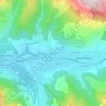 Le Chazelas topographic map, elevation, terrain