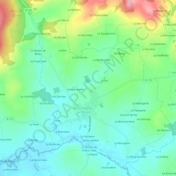 Gruau topographic map, elevation, terrain