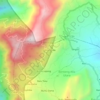 Rodo Rodo topographic map, elevation, terrain