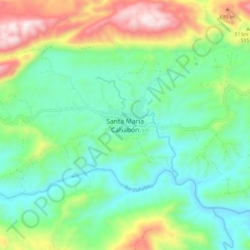 Santa María Cahabón topographic map, elevation, terrain