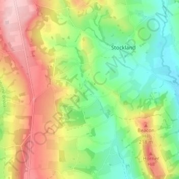 Millhayes topographic map, elevation, terrain