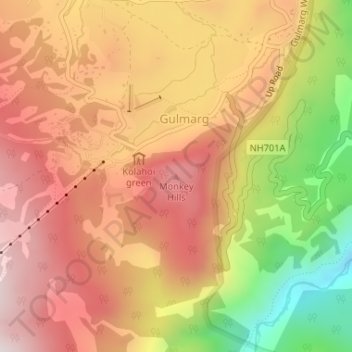 Monkey Hills topographic map, elevation, terrain