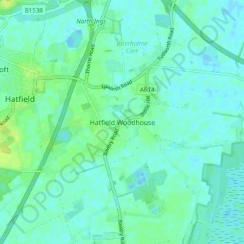 Hatfield Woodhouse topographic map, elevation, terrain