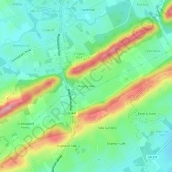 Murphy Hills topographic map, elevation, terrain