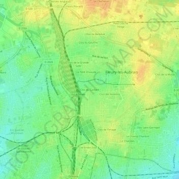 Clos du Gaillard topographic map, elevation, terrain