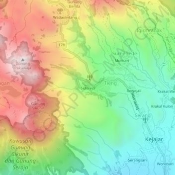 Sidorejo topographic map, elevation, terrain