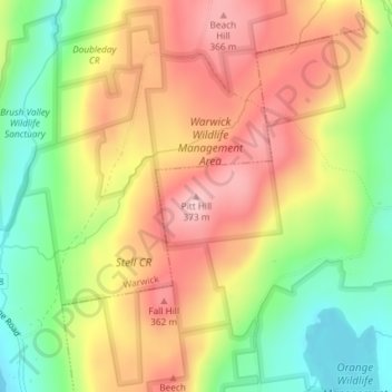 Pitt Hill topographic map, elevation, terrain