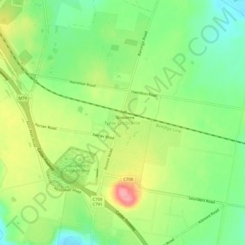 New Gisborne topographic map, elevation, terrain