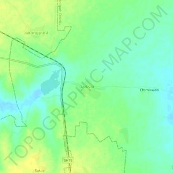 Badwai topographic map, elevation, terrain