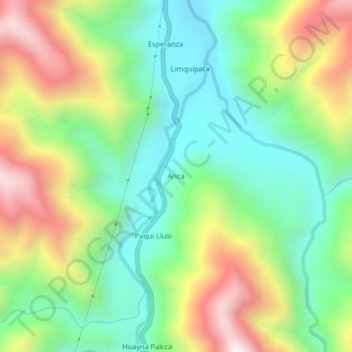 Arica topographic map, elevation, terrain