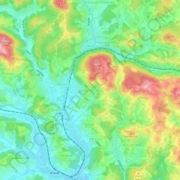 Laše topographic map, elevation, terrain