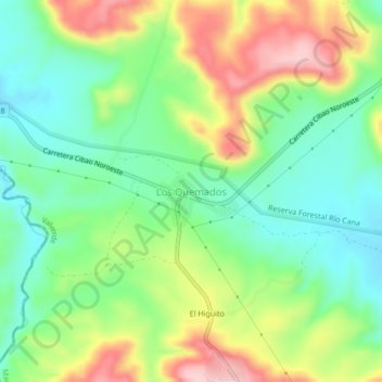 Los Quemados topographic map, elevation, terrain