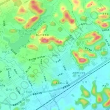东关村 topographic map, elevation, terrain