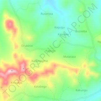 Kagugu topographic map, elevation, terrain