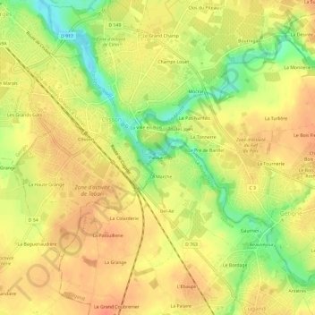 Plessard topographic map, elevation, terrain