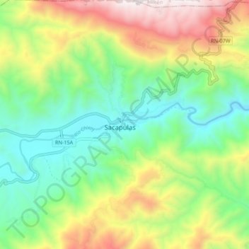 Sacapulas topographic map, elevation, terrain