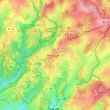 Kreuzberg topographic map, elevation, terrain