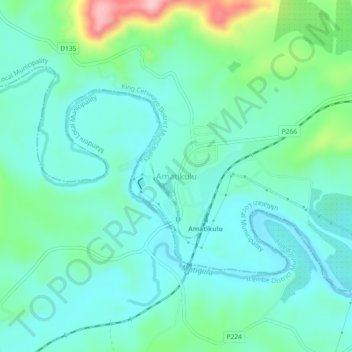 Amatikulu topographic map, elevation, terrain