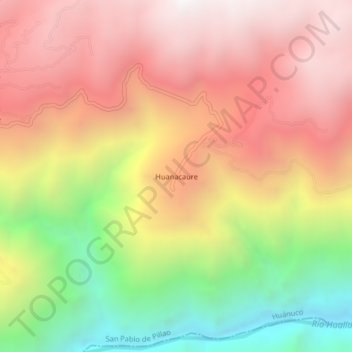 Huanacaure topographic map, elevation, terrain