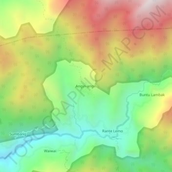 Angin-angin topographic map, elevation, terrain