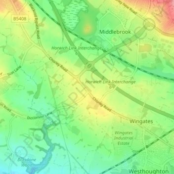 Cooper Turning topographic map, elevation, terrain