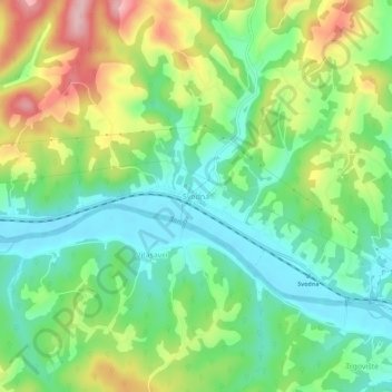 Svodna topographic map, elevation, terrain