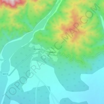 Mebo topographic map, elevation, terrain