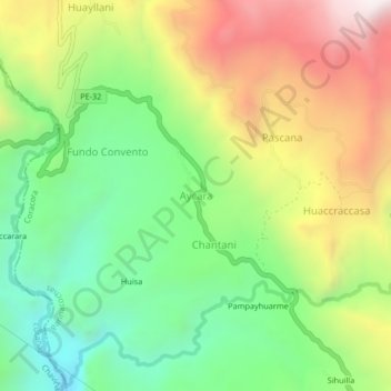 Aycara topographic map, elevation, terrain