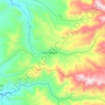Totoró topographic map, elevation, terrain