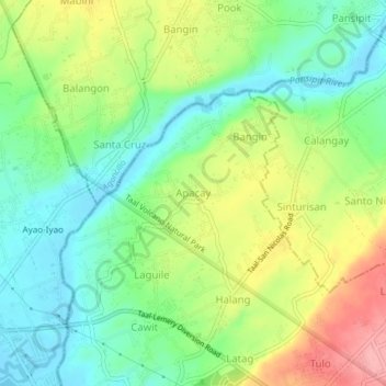 Apacay topographic map, elevation, terrain